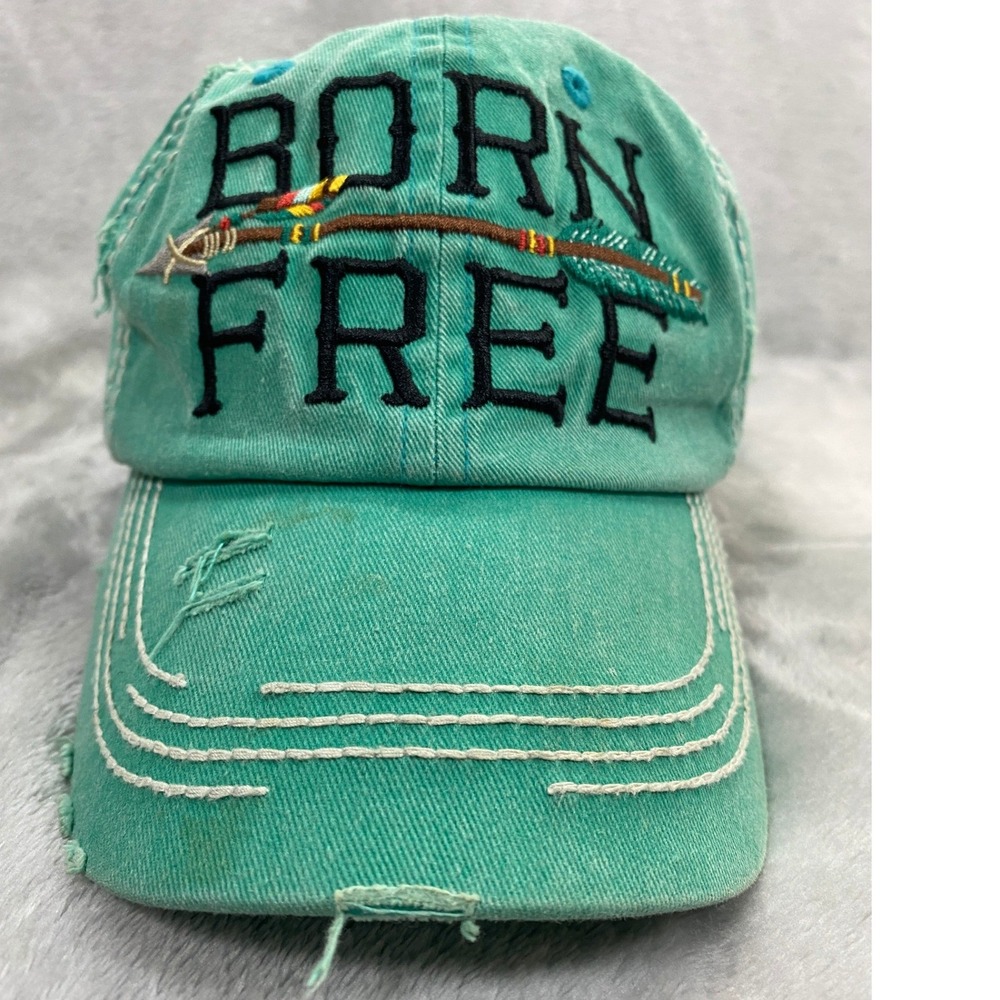 KBETHOS Baseball Cap Adult OSFM Aqua Blue Born Free Distressed Tribal Arrow Hat